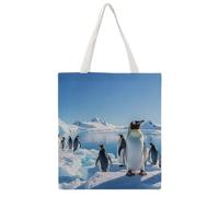 STVNKML Penguin Antarctica Ice Canvas Tote Bag for Women - Cute Stylish Shoulder Bag, Reusable Shopping Bags for Daily, Penguin Antarctica Ice, 38x41cm