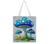 STVNKML Penguin Antarctica Ice Canvas Tote Bag for Women - Cute Stylish Shoulder Bag, Reusable Shopping Bags for Daily, Cartoon Blue Mushroom, 38x41cm
