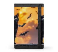 STVNKML Penguin Antarctica Ice Slim Wallets for Men Money Clip Card Holder Wallet Men's Trifold Wallet And Coin Pocket, The black cat is pacing on the roof, One Size, Modern