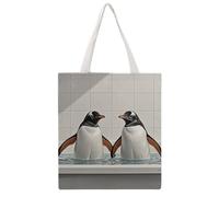 STVNKML Penguin in Bathtub Canvas Tote Bag for Women Cute Stylish Shoulder Bag Reusable Shopping Bags for Daily