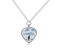 STVNKML Pet Cremation Jewelry - 3D Penguin Heart Shaped Urn Necklace for Dog/Cat Ashes, Memorial Keepsake Pendant with Funnel & Gift Jewelry