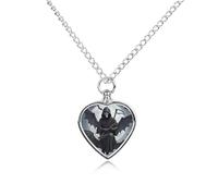 STVNKML Pet Cremation Jewelry - Bat Death Moon Heart Shaped Urn Necklace for Dog/Cat Ashes, Memorial Keepsake Pendant with Funnel & Gift Jewelry