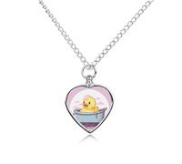 STVNKML Pet Cremation Jewelry - Cartoon Yellow Duck Heart Shaped Urn Necklace for Dog/Cat Ashes, Memorial Keepsake Pendant with Funnel & Gift Jewelry, One Size, Zinc, No Gemstone