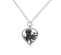 STVNKML Pet Cremation Jewelry - Classic Black Octopus Heart Shaped Urn Necklace for Dog/Cat Ashes, Memorial Keepsake Pendant with Funnel & Gift Jewelry
