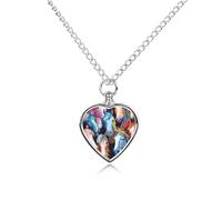 STVNKML Pet Cremation Jewelry - Colorful Cartoon Horses Heart Shaped Urn Necklace for Dog/Cat Ashes, Memorial Keepsake Pendant with Funnel & Gift Jewelry