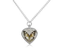 STVNKML Pet Cremation Jewelry - Gold And White Butterfly Heart Shaped Urn Necklace for Dog/Cat Ashes, Memorial Keepsake Pendant with Funnel & Gift Jewelry