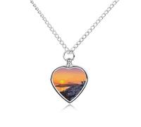 STVNKML Pet Cremation Jewelry - Greece Island Sunset Landscape Heart Shaped Urn Necklace for Dog/Cat Ashes, Memorial Keepsake Pendant with Funnel & Gift Jewelry, One Size, Zinc, No Gemstone