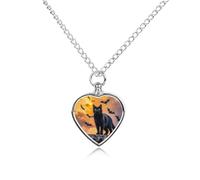 STVNKML Pet Cremation Jewelry - Greece Island Sunset Landscape Heart Shaped Urn Necklace for Dog/Cat Ashes, Memorial Keepsake Pendant with Funnel & Gift Jewelry, One Size, Zinc, No Gemstone