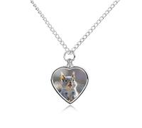 STVNKML Pet Cremation Jewelry - Greece Island Sunset Landscape Heart Shaped Urn Necklace for Dog/Cat Ashes, Memorial Keepsake Pendant with Funnel & Gift Jewelry, One Size, Zinc, No Gemstone