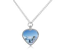 STVNKML Pet Cremation Jewelry - Greece Island Sunset Landscape Heart Shaped Urn Necklace for Dog/Cat Ashes, Memorial Keepsake Pendant with Funnel & Gift Jewelry, One Size, Zinc, No Gemstone