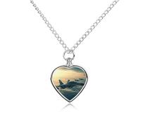 STVNKML Pet Cremation Jewelry - Greece Island Sunset Landscape Heart Shaped Urn Necklace for Dog/Cat Ashes, Memorial Keepsake Pendant with Funnel & Gift Jewelry, One Size, Zinc, No Gemstone