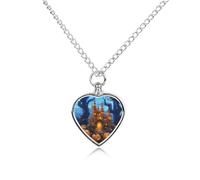 STVNKML Pet Cremation Jewelry - Halloween Castle Pumpkin Heart Shaped Urn Necklace for Dog/Cat Ashes, Memorial Keepsake Pendant with Funnel & Gift Jewelry