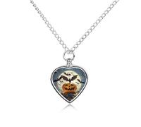 STVNKML Pet Cremation Jewelry - Halloween Flying Bats Heart Shaped Urn Necklace for Dog/Cat Ashes, Memorial Keepsake Pendant with Funnel & Gift Jewelry