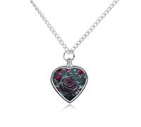 STVNKML Pet Cremation Jewelry - Peacock Pattern Heart Shaped Urn Necklace for Dog/Cat Ashes, Memorial Keepsake Pendant with Funnel & Gift Jewelry, One Size, Zinc, No Gemstone