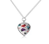 STVNKML Pet Cremation Jewelry - Polygonal Playing Cards Heart Shaped Urn Necklace for Dog/Cat Ashes, Memorial Keepsake Pendant with Funnel & Gift Jewelry