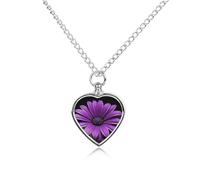 STVNKML Pet Cremation Jewelry - Purple Daisy Heart Shaped Urn Necklace for Dog/Cat Ashes, Memorial Keepsake Pendant with Funnel & Gift Jewelry