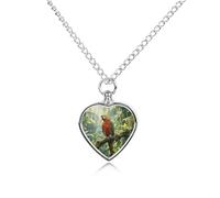 STVNKML Pet Cremation Jewelry - Rainforest Parrot Heart Shaped Urn Necklace for Dog/Cat Ashes, Memorial Keepsake Pendant with Funnel & Gift Jewelry, One Size, Zinc, No Gemstone