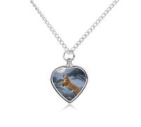 STVNKML Pet Cremation Jewelry - Tiger Moon Heart Shaped Urn Necklace for Dog/Cat Ashes, Memorial Keepsake Pendant with Funnel & Gift Jewelry