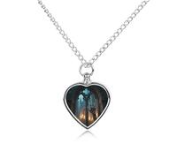 STVNKML Pet Cremation Jewelry - Witch Castle Heart Shaped Urn Necklace for Dog/Cat Ashes, Memorial Keepsake Pendant with Funnel & Gift Jewelry