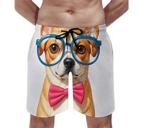 STVNKML Pet Dog Soft Bow Tie, Oversized Glasses Mens Swim Trunks Quick Dry Swim Shorts with Mesh Lining Funny Board Shorts Bathing Suits 3XL White