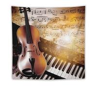 STVNKML Piano Violin Music Notes Tapestry, Boho Wall Hanging, Vibrant Psychedelic Tapestry, Aesthetic Home Wall Dorm Decor, Personalized Background Banner for Bedroom, Dorm Decor & Gift 60"x60"
