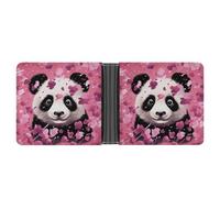 STVNKML Pink Panda Cotton Leather Bifold Wallet with 2 Hidden Pockets 6 Card Slots Slim Wallets for Cash, Cards, And ID, Pink Panda Cotton, One Size, Modern