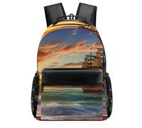 STVNKML Pirate Ship in The Sunset Backpack Laptop Backpacks for Men Travel Hiking Daypack Casual Back Pack 16.5in