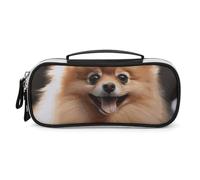 STVNKML Pomeranian Dog Pencil Case - PU Leather Pencil Bag Multifunctional Zipper Pouch Bags Small Makeup & Stationery Organizer for Office, Travel, Men & Women (8.3x4.3x1.8in