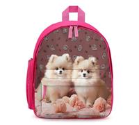 STVNKML Pomeranians Puppies And Point Backpack 12.6 Inch Casual Daypack with Multi-Pockets BookBag for Daily Essentials, Pink, One Size