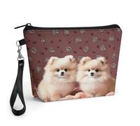 STVNKML Pomeranians Puppies And Point Travel Makeup Bag Large Capacity Toiletry Bag with Handle - Waterproof PU Leather Cosmetic Organizer Bags
