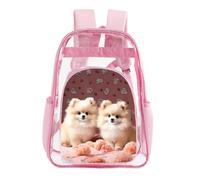 STVNKML Pomeranians Puppies Clear Backpack Heavy Duty PVC Transparent Bag | Waterproof See Through Backpack with Padded Straps & Side Pockets for Concerts, Festivals, Travel, Security Check