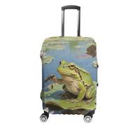 STVNKML Pond Frog Suitcase Covers for Luggage - Elastic Luggage Cover Protector, Double-sided Washable Suitcases Sleeve for 19-32 Inch Luggage, white, Small, Pond Frog