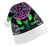 STVNKML Psychedelic Sea Turtle Santa Hat for Adults Christmas Hat Xmas Santa Hats Cap for Costumes Holiday Party Supplies