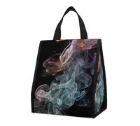 STVNKML Psychedelic Smoke Reusable Insulated Lunch Bag 9L Foldable Cooler Bag with Aluminum Foil Liner Washable Leakproof & Lightweight Lunch Tote for Work Picnic Beach Gym