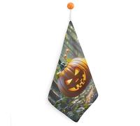 STVNKML Pumpkin Lantern in The Woods Hand Towels for Bathroom - 1PCS Kitchen Towels Super Absorbent & Fast Drying Dish Towels Microfiber Cleaning Rags with Hanging Loop - Kitchen Bathroom Essentials