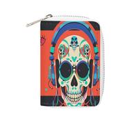 STVNKML Punk Rock Earphones Skull Leather Card Bag Portable Coin Wallet Mini Change Holder Coin Pocket PU Wallet Card Wallets Clutch Bags for Women Men, style, 16x11.5cm