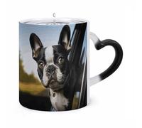 STVNKML Puppy Dog Boston Terrier Color Changing Mug Heat Activated Novelty Coffee Cup with Ear Shape Design Gift Mugs for Christmas Birthday Wedding, Magic Ceramic Mug for Tea & Cocoa 12oz