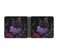 STVNKML Purple Butterfly Leather Bifold Wallet with 2 Hidden Pockets 6 Card Slots Slim Wallets for Cash, Cards, And ID