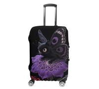 STVNKML Purple Butterfly Suitcase Covers for Luggage - Elastic Luggage Cover Protector, Double-sided Washable Suitcases Sleeve for 19-32 Inch Luggage, white, Small, Purple Butterfly