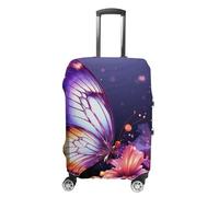 STVNKML Purple Butterfly Suitcase Covers for Luggage - Elastic Luggage Cover Protector, Double-sided Washable Suitcases Sleeve for 19-32 Inch Luggage, white, XL, Purple Butterfly