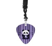 STVNKML Purple Striped Panda Guitar Pick Holder Necklace Stainless Steel Music Pendant with Adjustable 60cm Cord Functional Jewelry for Guitarists & Music Lovers, Unisex Hip Hop Punk Accessory