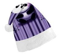 STVNKML Purple Striped Panda Santa Hat for Adults Christmas Hat Xmas Santa Hats Cap for Costumes Holiday Party Supplies