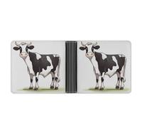 STVNKML Quiet Cartoon Crocodile Leather Bifold Wallet with 2 Hidden Pockets 6 Card Slots Slim Wallets for Cash, Cards, And ID, Dairy cow, One Size, Modern