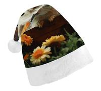STVNKML Rabbit And Flower Santa Hat for Adults Christmas Hat Xmas Santa Hats Cap for Costumes Holiday Party Supplies