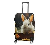 STVNKML Rabbit And Flower Suitcase Covers for Luggage - Elastic Luggage Cover Protector, Double-sided Washable Suitcases Sleeve for 19-32 Inch Luggage, white, L, Rabbit and Flower