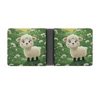 STVNKML Rainbow Musical Note Melody Leather Bifold Wallet with 2 Hidden Pockets 6 Card Slots Slim Wallets for Cash, Cards, And ID, Cute Cartoon Sheep, One Size, Modern