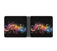 STVNKML Rainbow Musical Note Melody Leather Bifold Wallet with 2 Hidden Pockets 6 Card Slots Slim Wallets for Cash, Cards, And ID, Rainbow Musical Note Melody, One Size, Modern