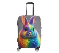 STVNKML Rainbow Rabbit Suitcase Covers for Luggage - Elastic Luggage Cover Protector, Double-sided Washable Suitcases Sleeve for 19-32 Inch Luggage, white, L, Rainbow Rabbit