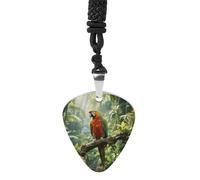 STVNKML Rainforest Parrot Guitar Pick Holder Necklace Stainless Steel Music Pendant with Adjustable 60cm Cord Functional Jewelry for Guitarists & Music Lovers, Unisex Hip Hop Punk Accessory