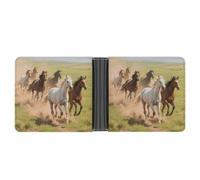 STVNKML Rainforest Parrot Leather Bifold Wallet with 2 Hidden Pockets 6 Card Slots Slim Wallets for Cash, Cards, And ID, Running Horses, One Size, Modern